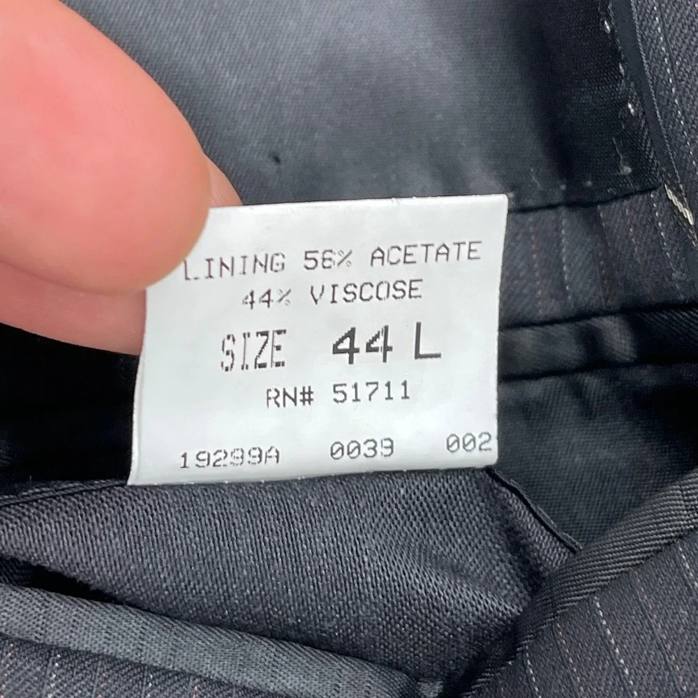 John Varvatos Blazer 42L Mens Pinstripe Black Two Button Suit Jacket